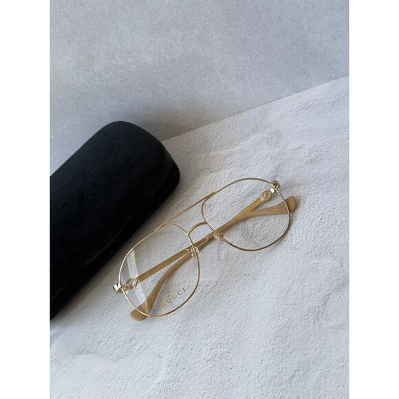 NEW Gucci GG1091O Aviator Gold Metal Eyeglasses Frames main image 4